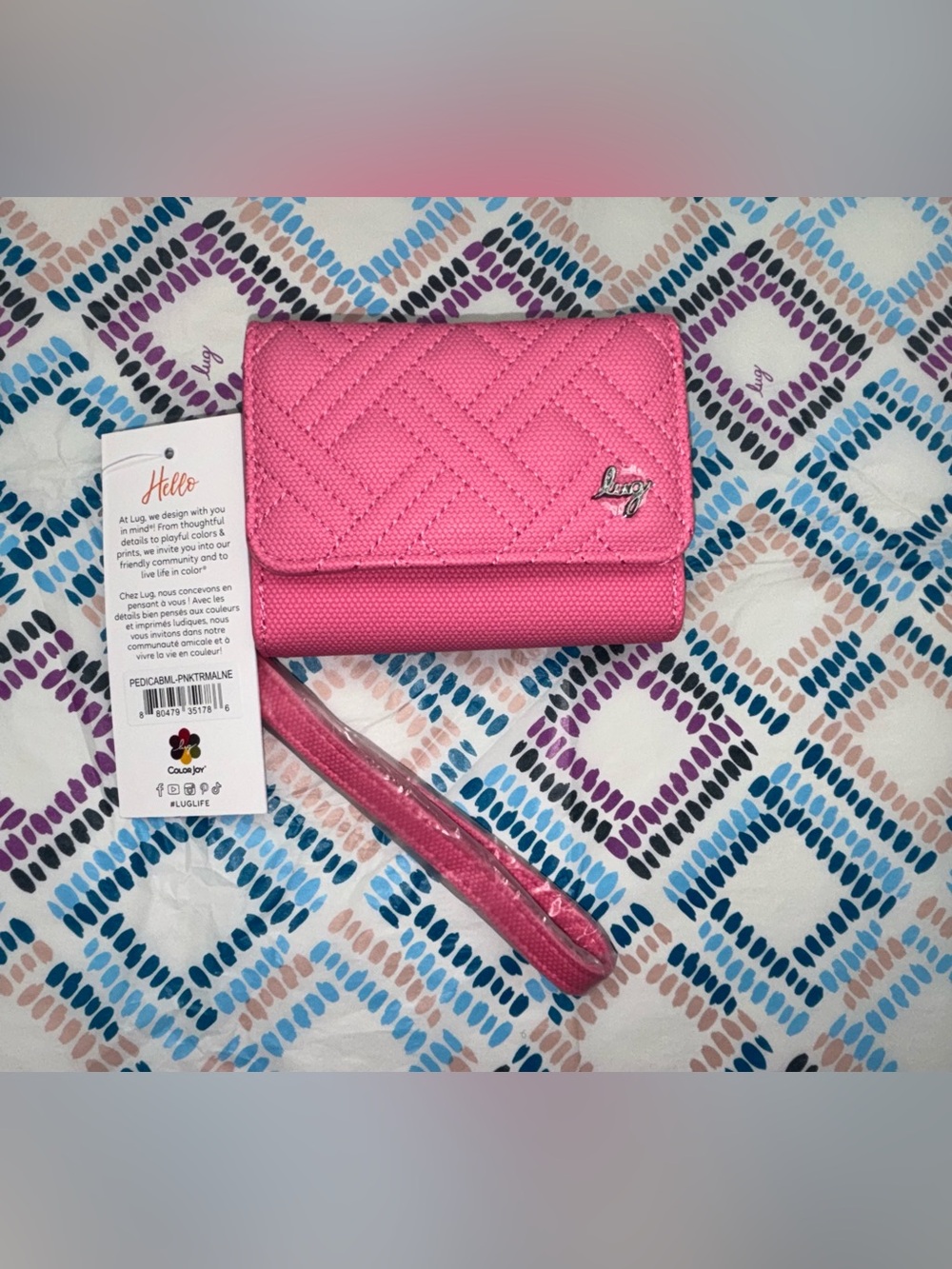 NWT Lug PINK TOURMALINE PEDICAB Matte Luxe Wallet with Removable Wristlet Strap